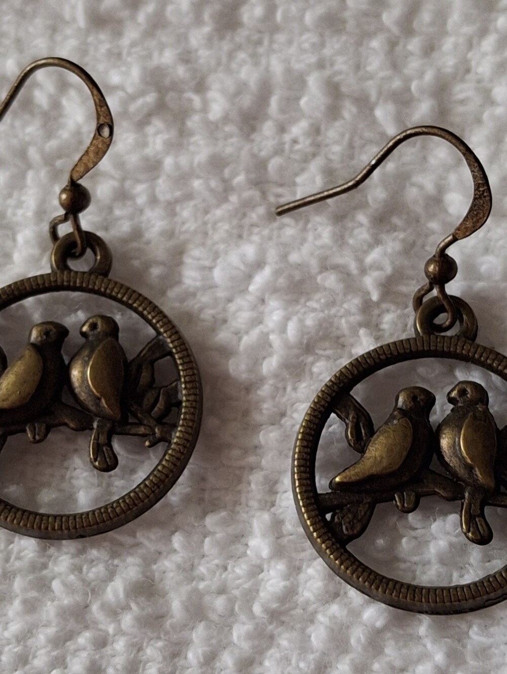Antique Bronze Bird Hoop Drop Earrings - Unbranded - Picture 1 of 1